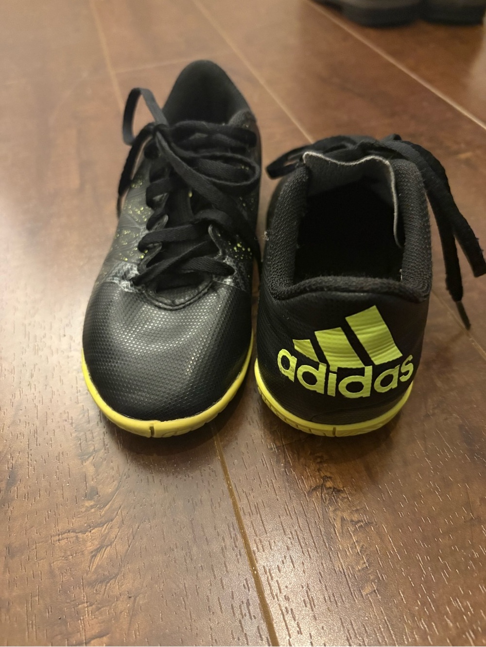 Black and Yellow Kids indoor soccer shoes. Size 13.5 Addidas - Picture 3 of 4